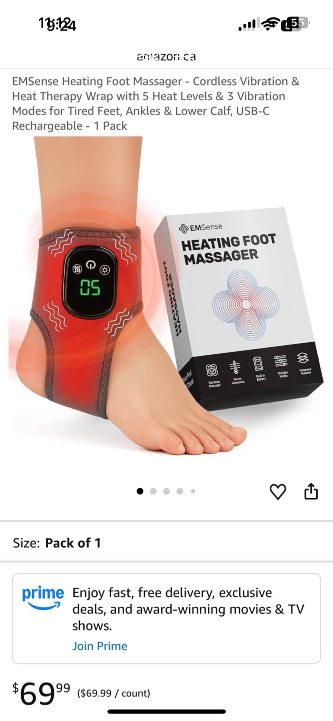 EMSense Heating Foot Massager with Vibration and Warm Compress