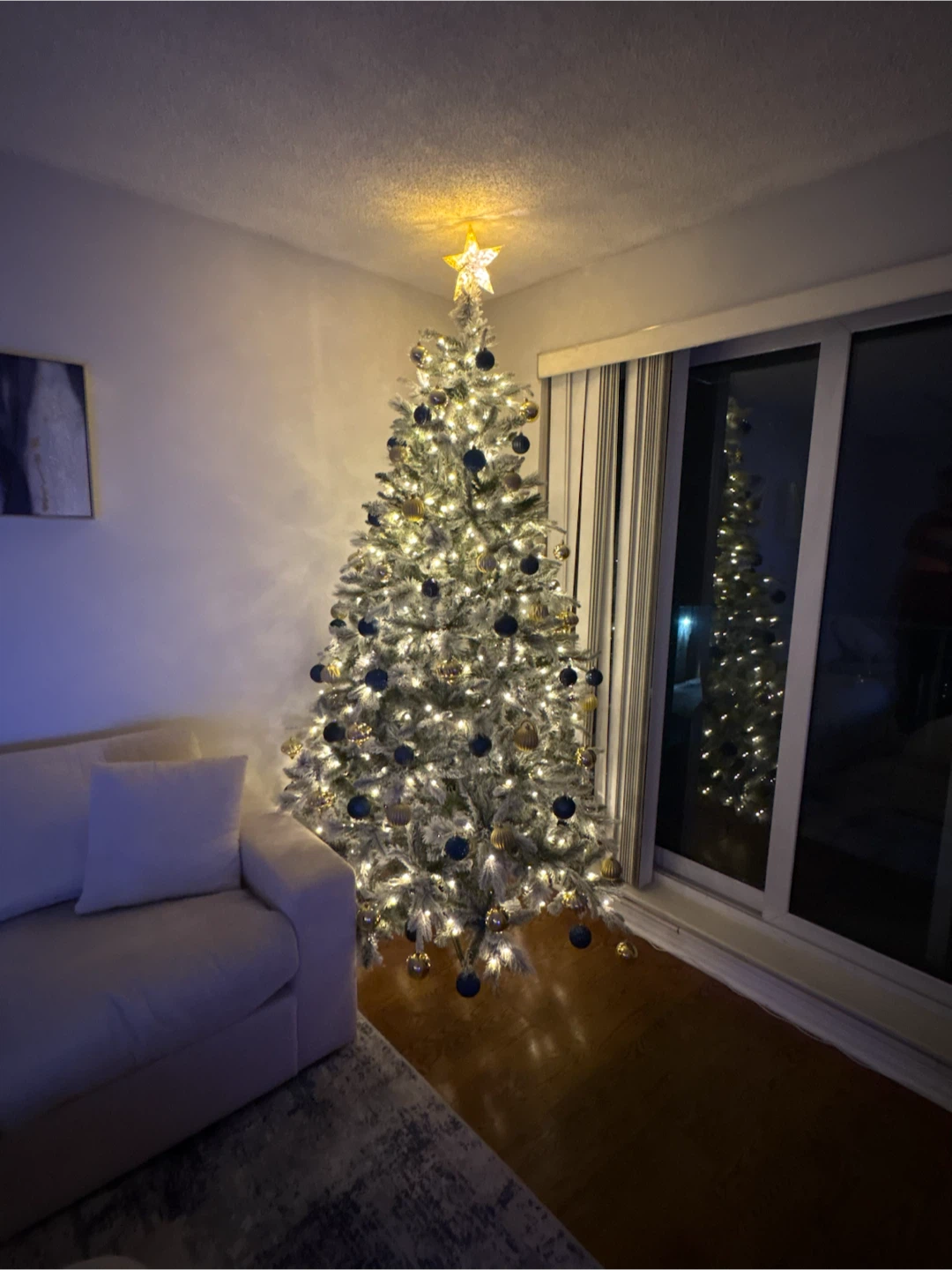 Pre-lit Flocked Christmas Tree with Ornaments and Star Topper - photo 2