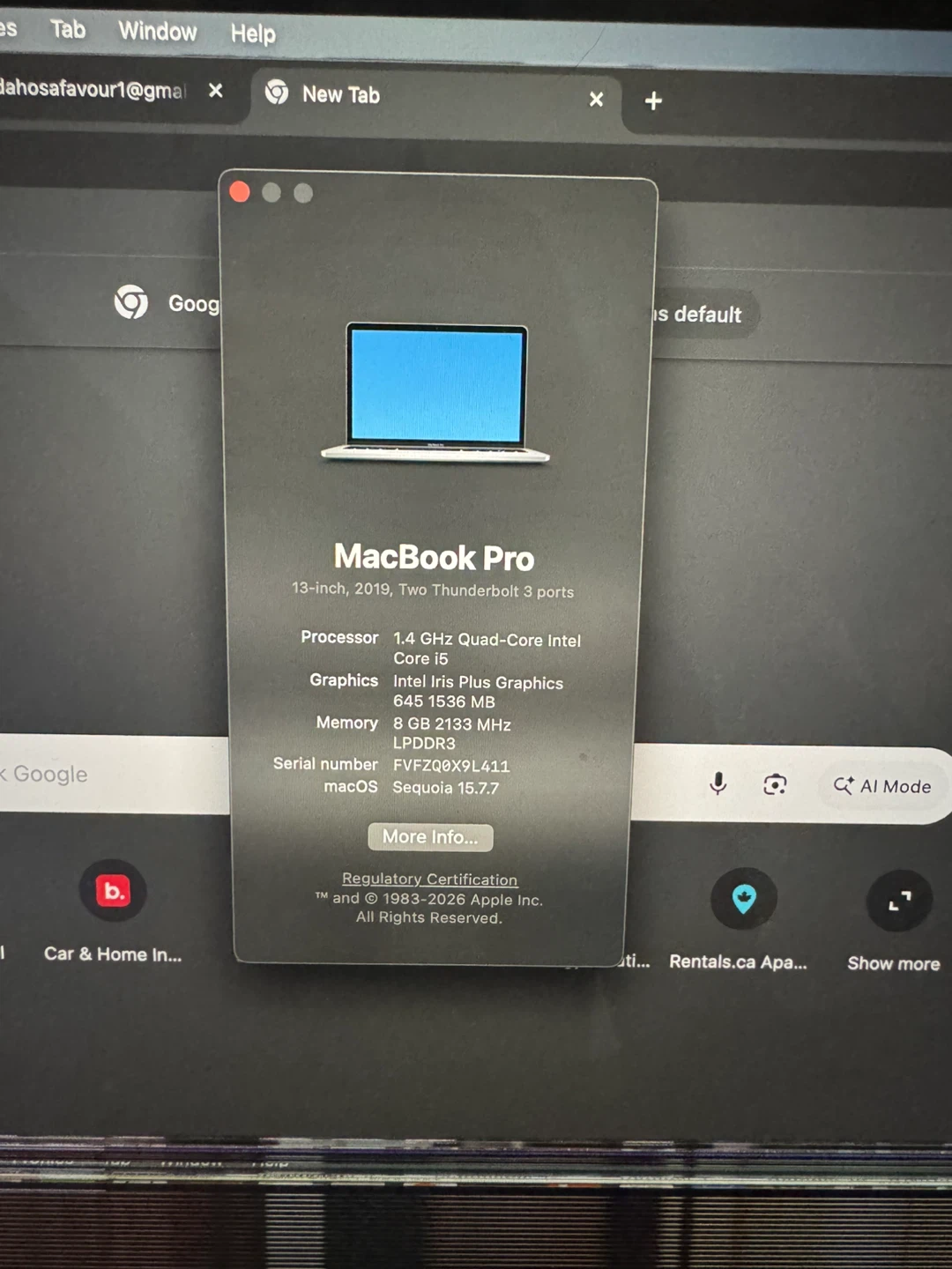 2019 Macbook Pro 13” - Cracked Screen - photo 2