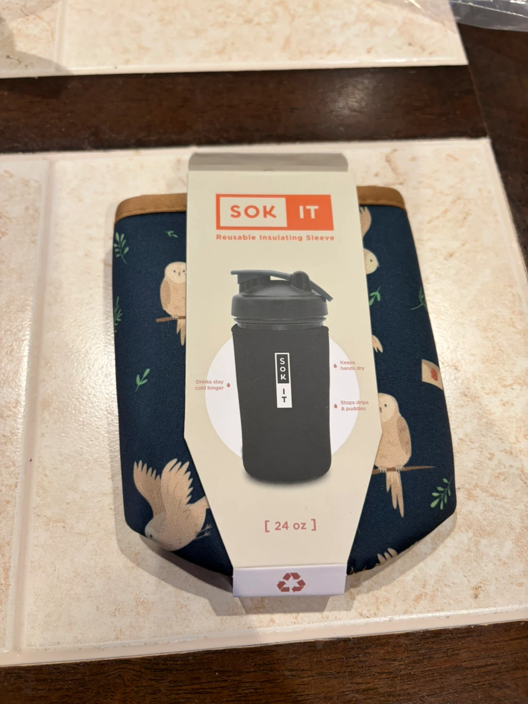 New SOK IT 24 oz Bottle Reusable Insulating Sleeve Owl Design - photo 2