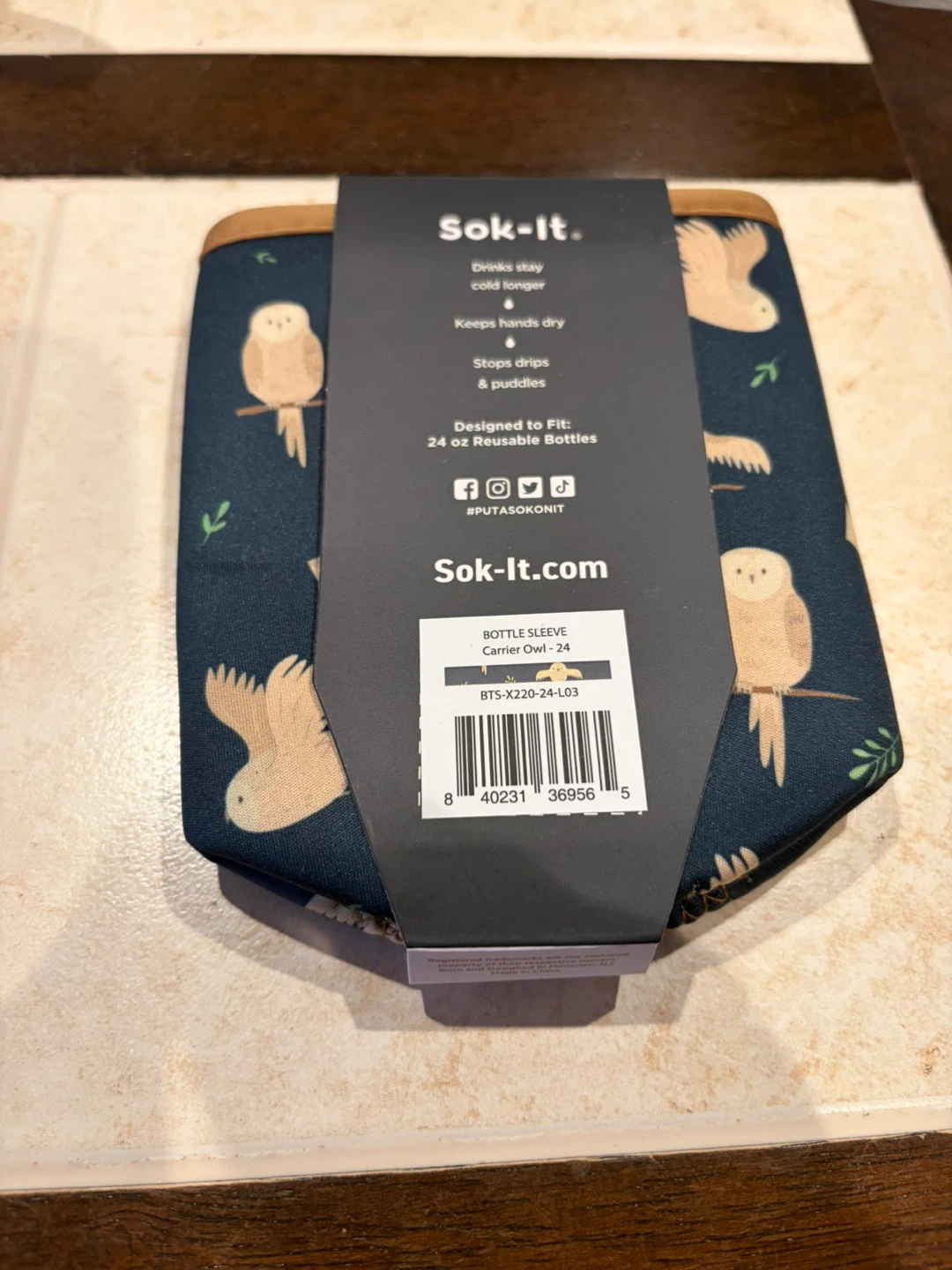 New SOK IT 24 oz Bottle Reusable Insulating Sleeve Owl Design - photo 3
