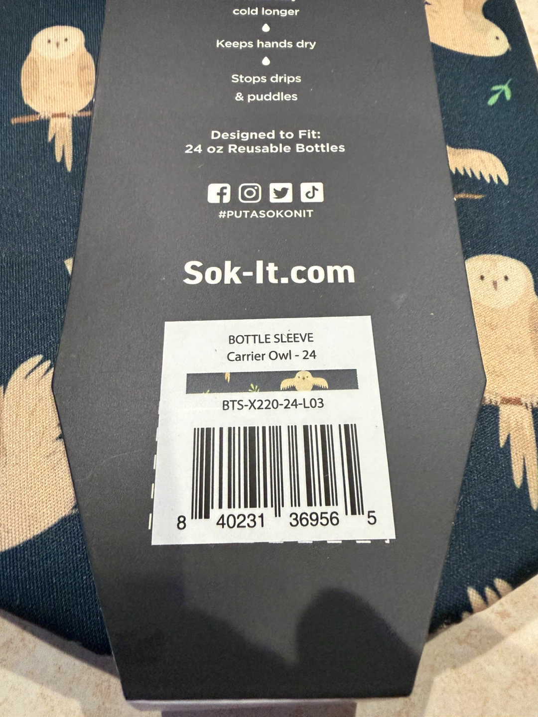 New SOK IT 24 oz Bottle Reusable Insulating Sleeve Owl Design - photo 4