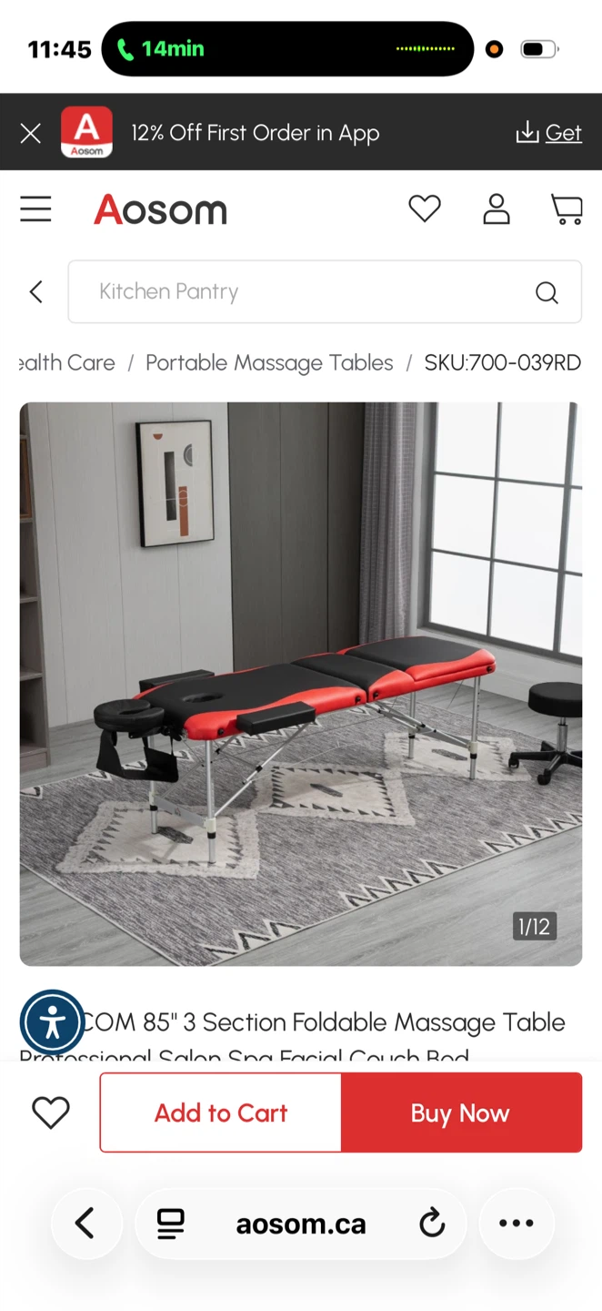Aosom 85" 3 Section Foldable Massage Table