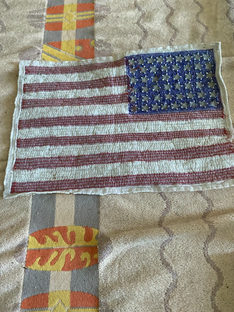 11-1/2” X 8” Handmade American flag beaded patch - photo 3