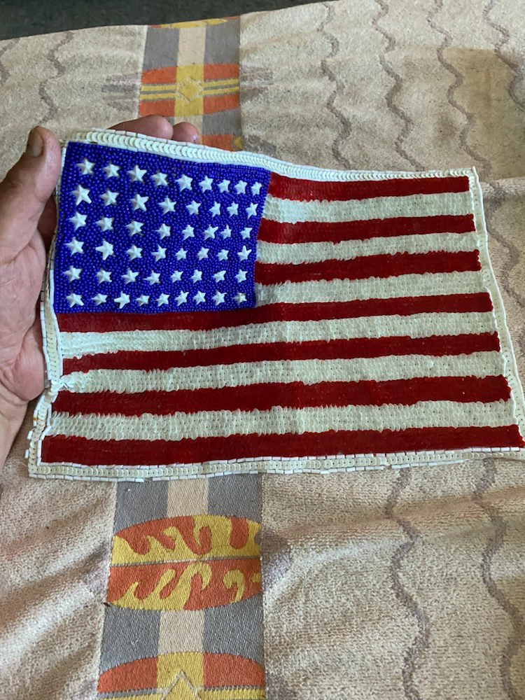 11-1/2” X 8” Handmade American flag beaded patch - photo 4