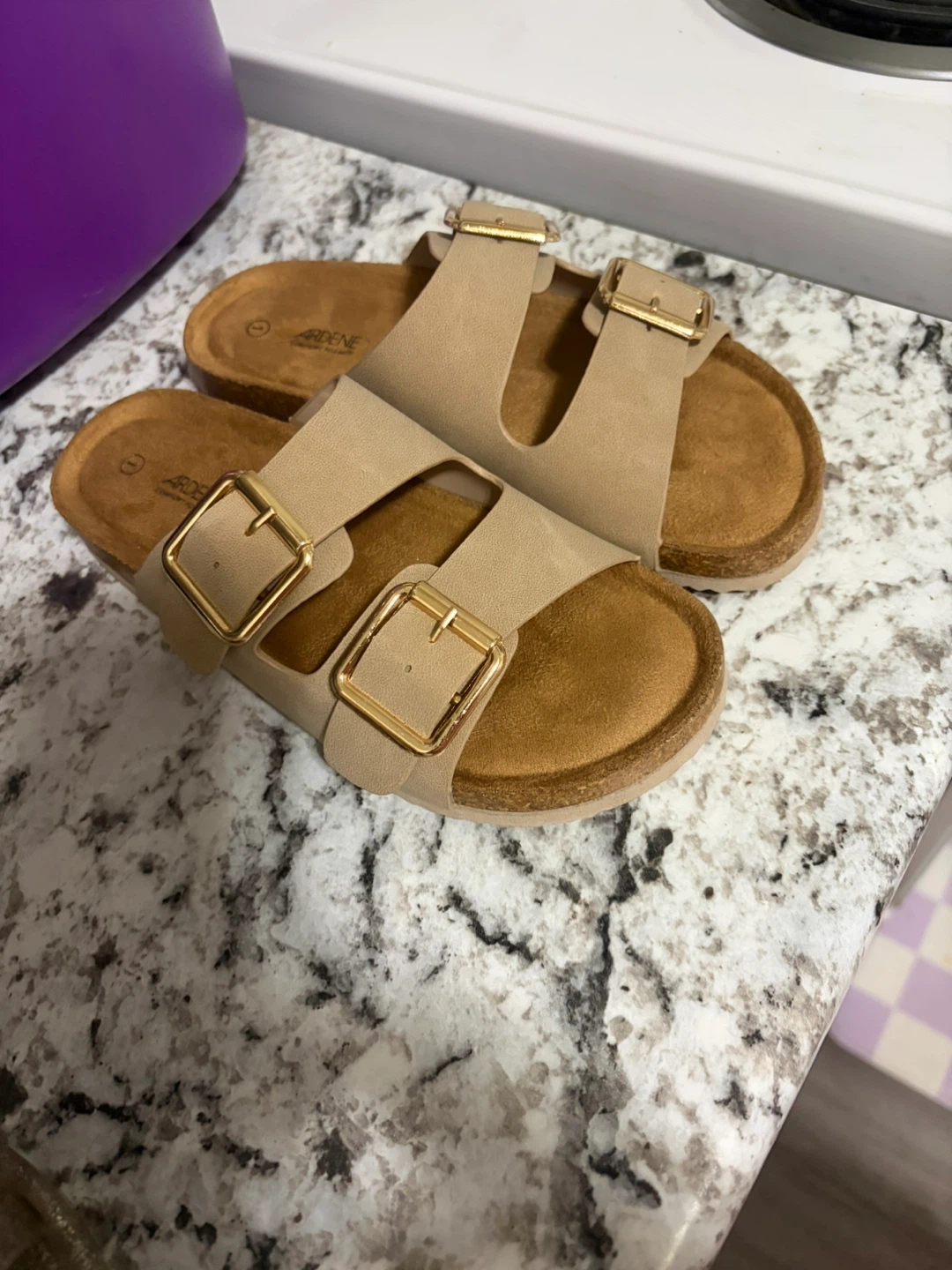 Ardene Beige Double Buckle Slides