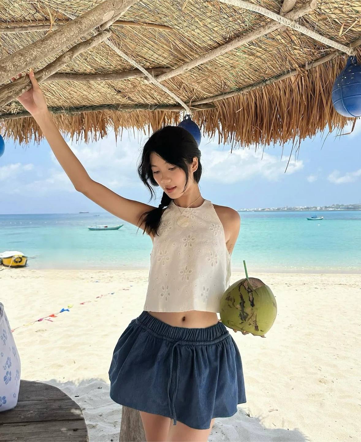 White Eyelet Crop Top - photo 2