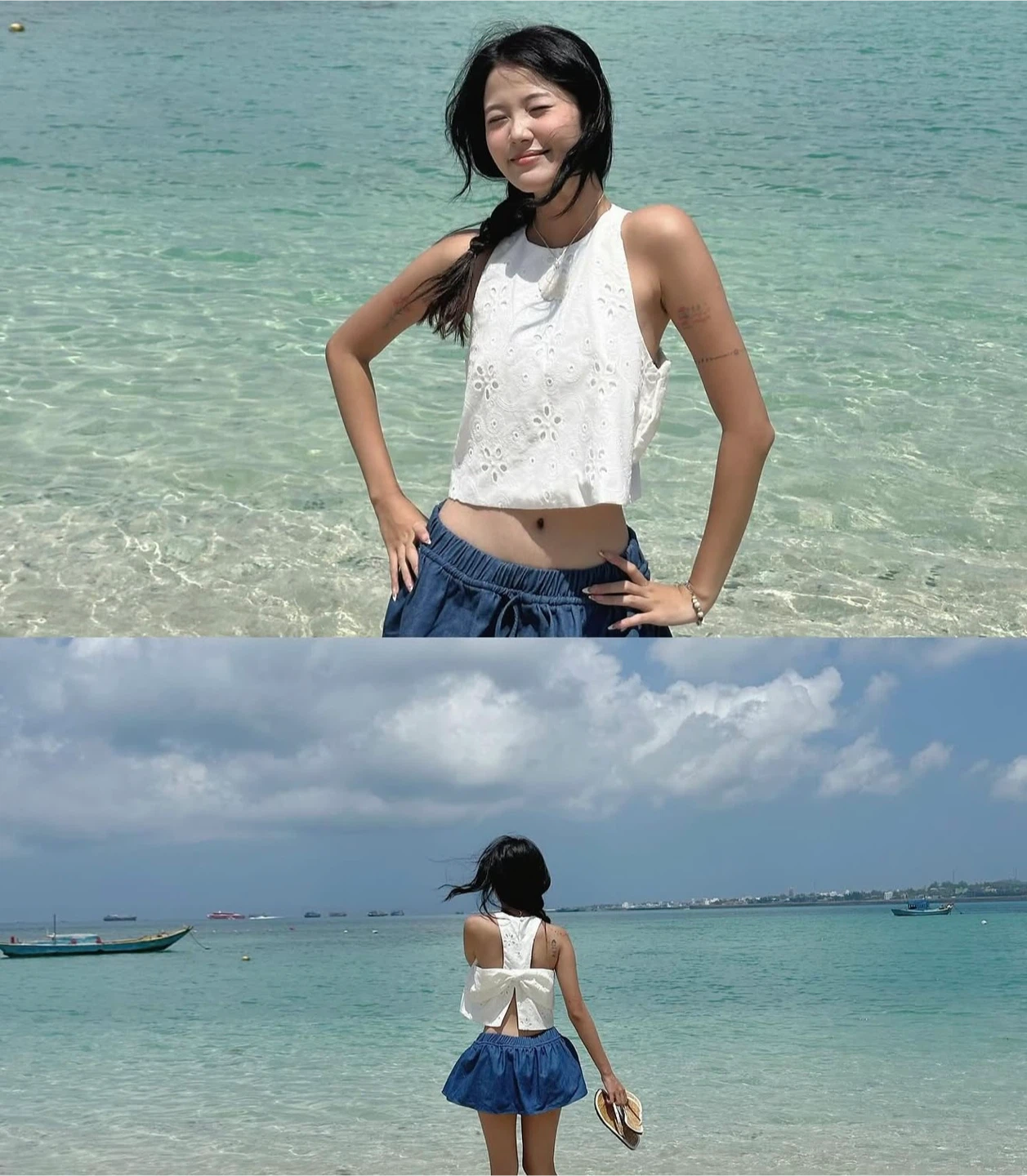 White Eyelet Crop Top - photo 3