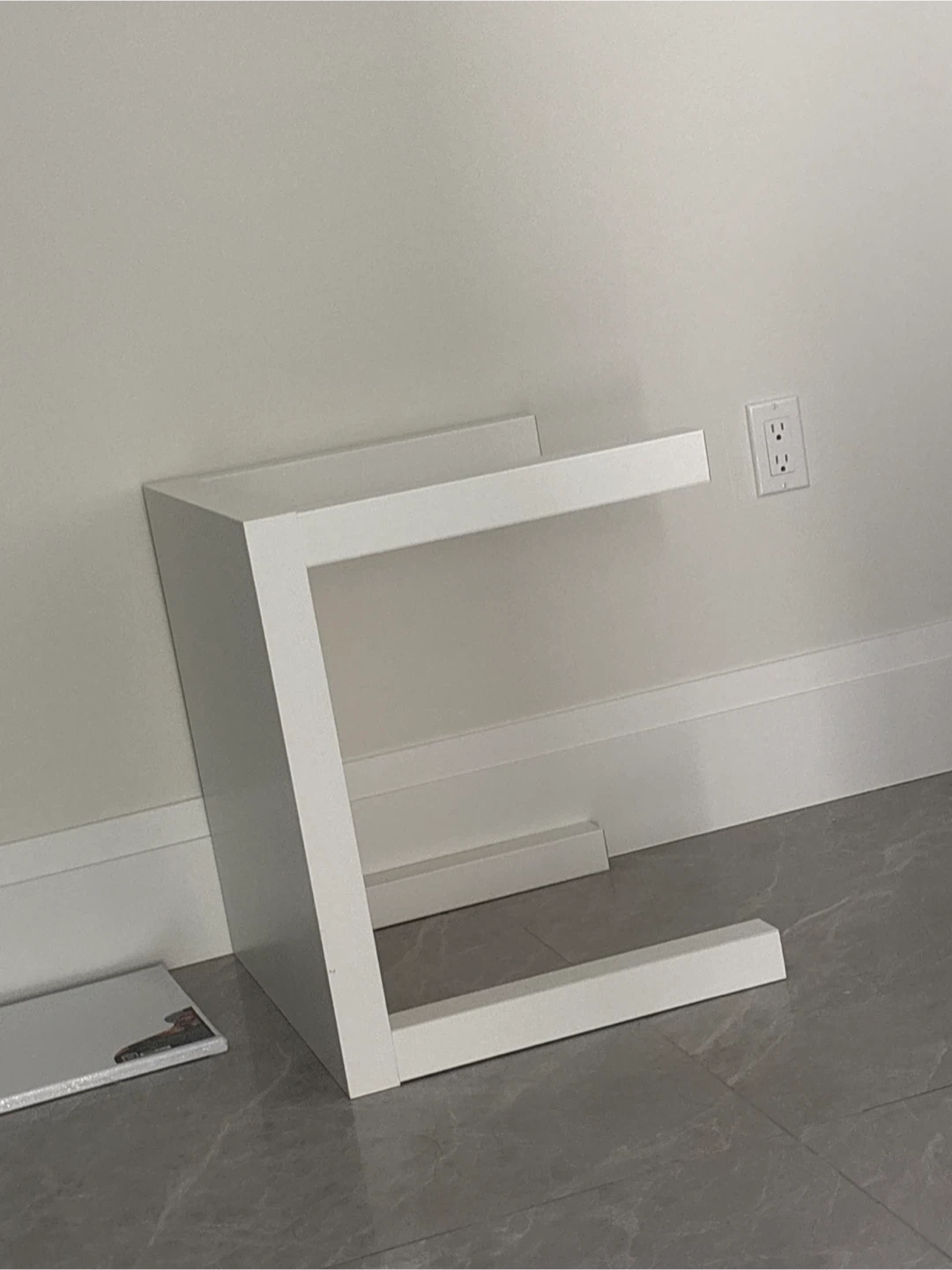 White C-Shaped Side Table