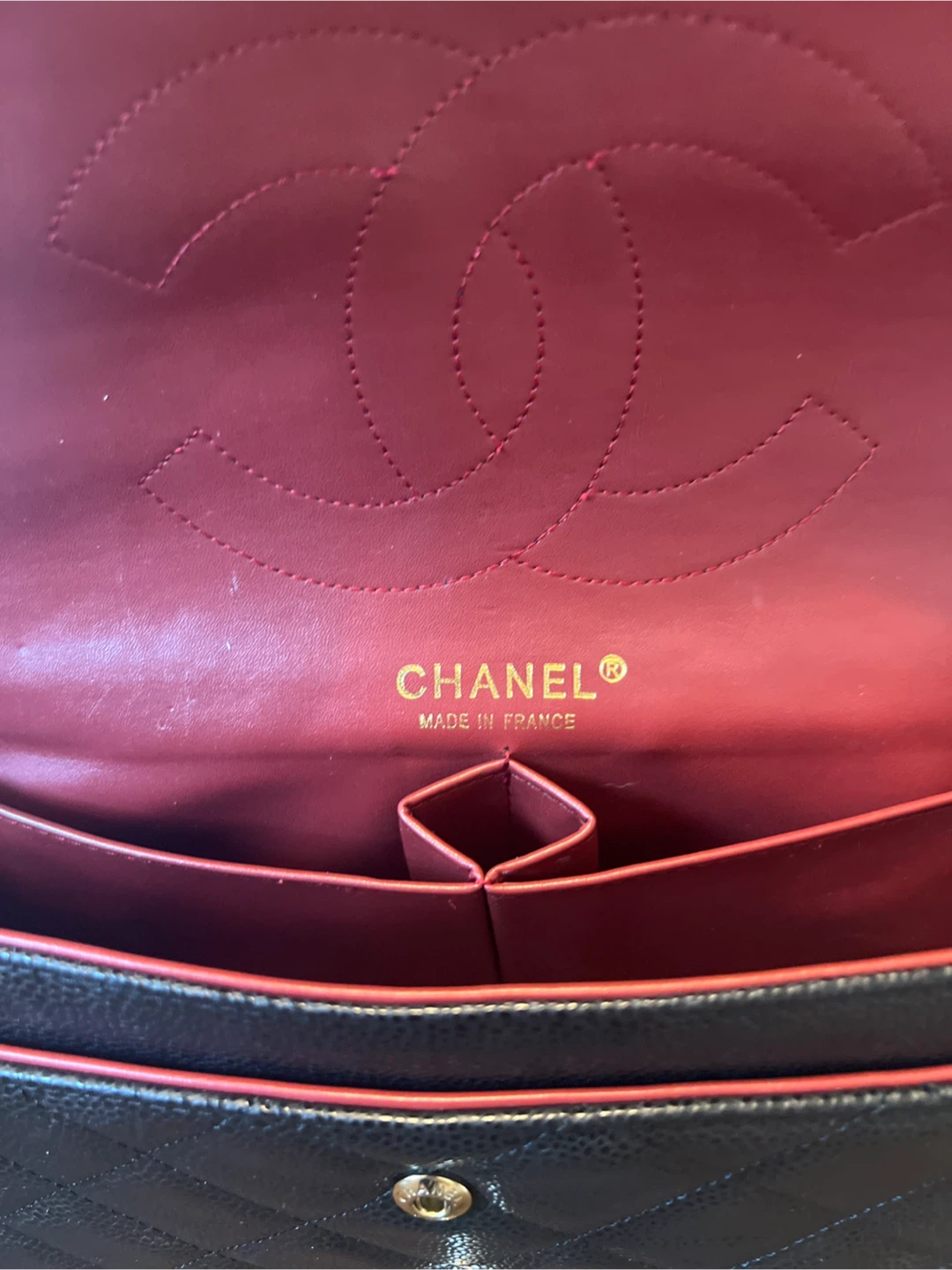 CHANEL Classic Flap Bag Black Quilted Caviar Leather Gold Chain - photo 3
