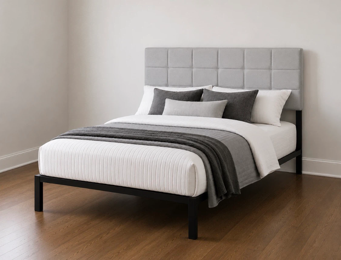 New Queen Size Light Gray Bordeaux Upholstered Headboard