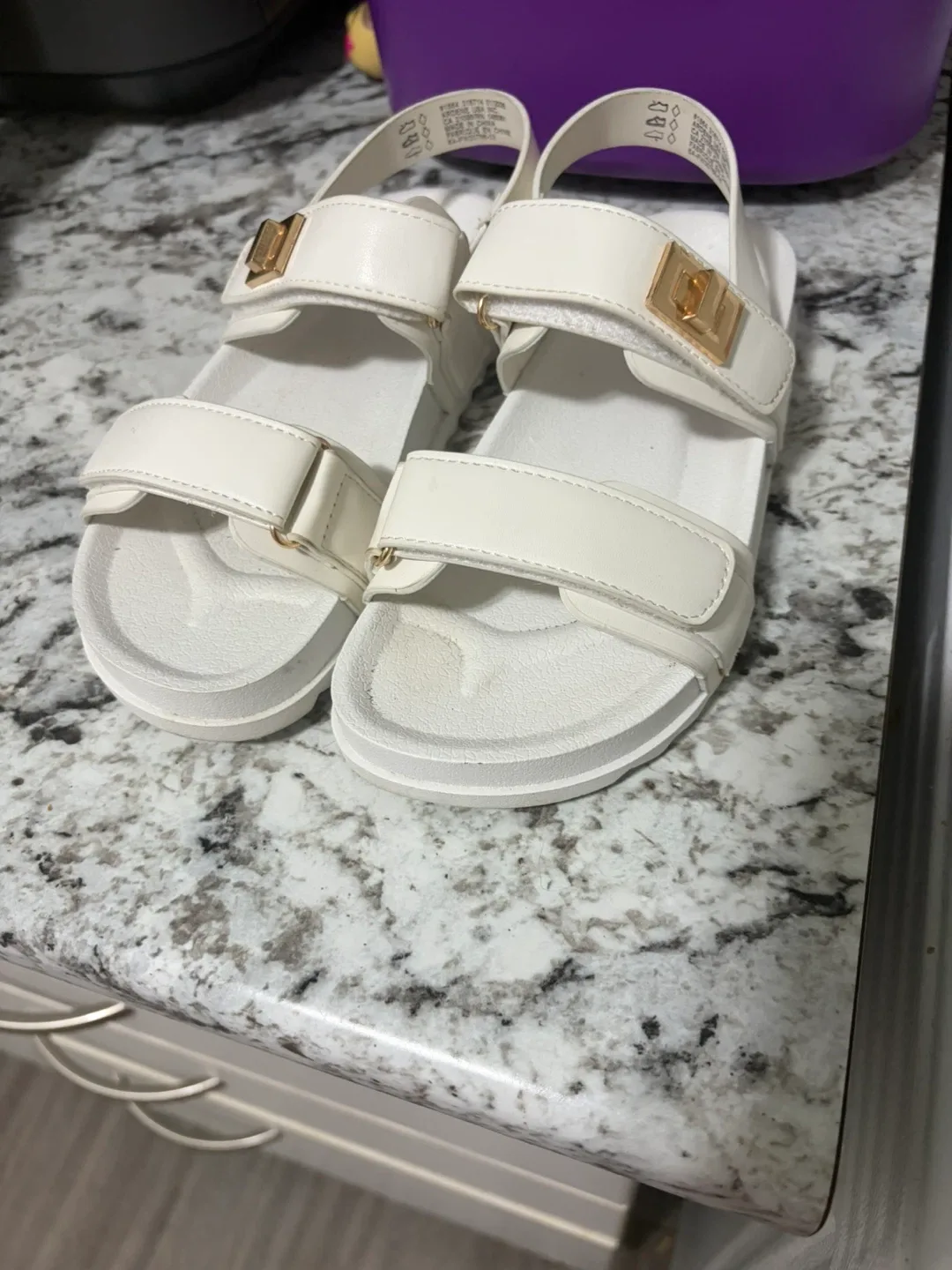 Ardene Kids Lug Sole Double Strap White Sandals - Size 1