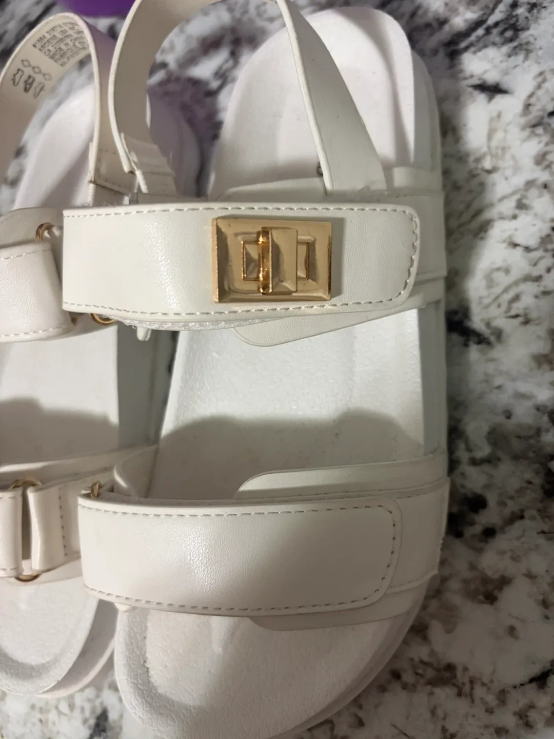 Ardene Kids Lug Sole Double Strap White Sandals - Size 1 - photo 2
