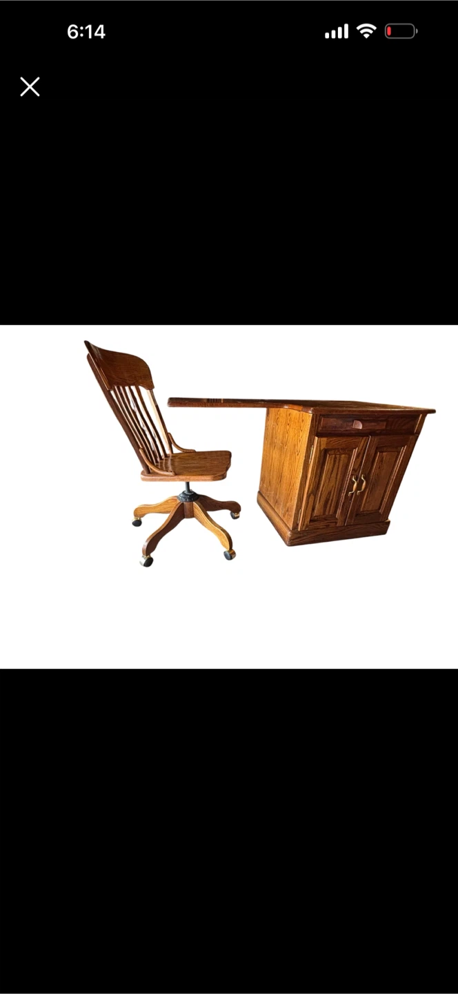 Vintage Wooden Desk and Chair Set