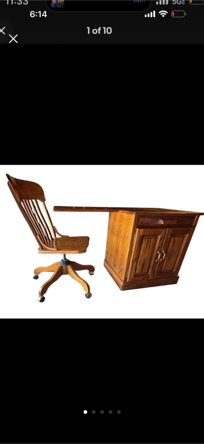 Vintage Wooden Desk and Chair Set - photo 2