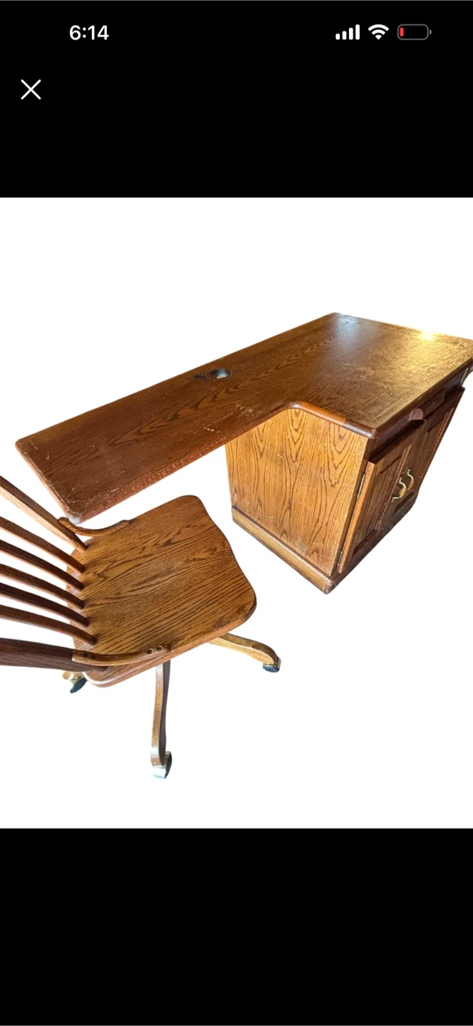 Vintage Wooden Desk and Chair Set - photo 4