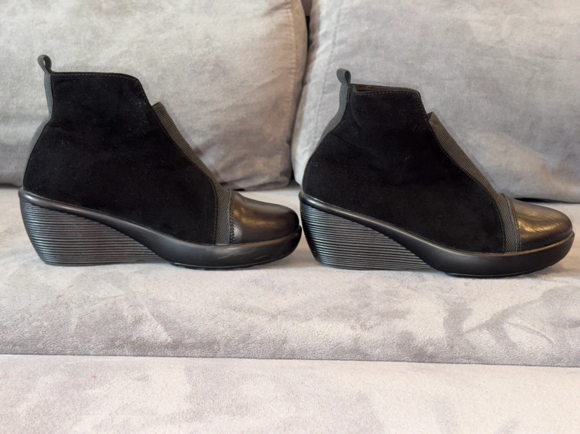 Black Suede Wedge Ankle Boots