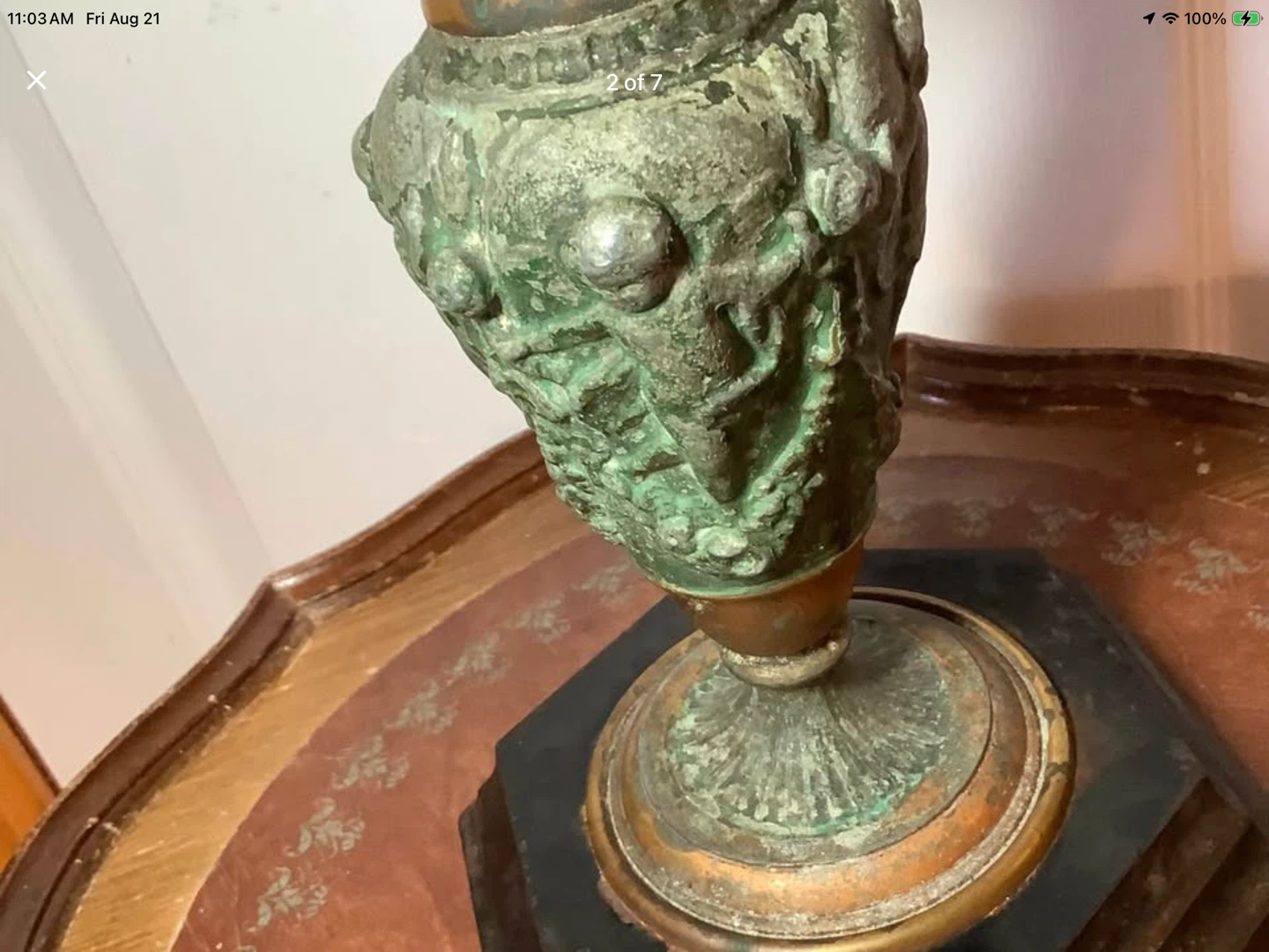 Antique Victorian Green Cherub Figural Oil Lamp 🐞 - photo 2