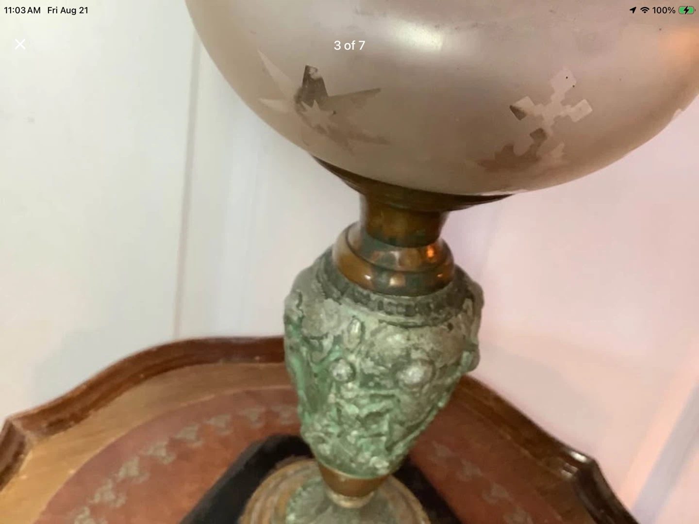 Antique Victorian Green Cherub Figural Oil Lamp 🐞 - photo 3
