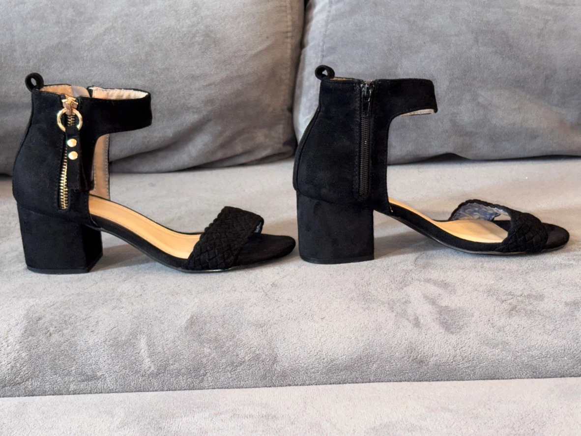 Black Suede Block Heel Sandals