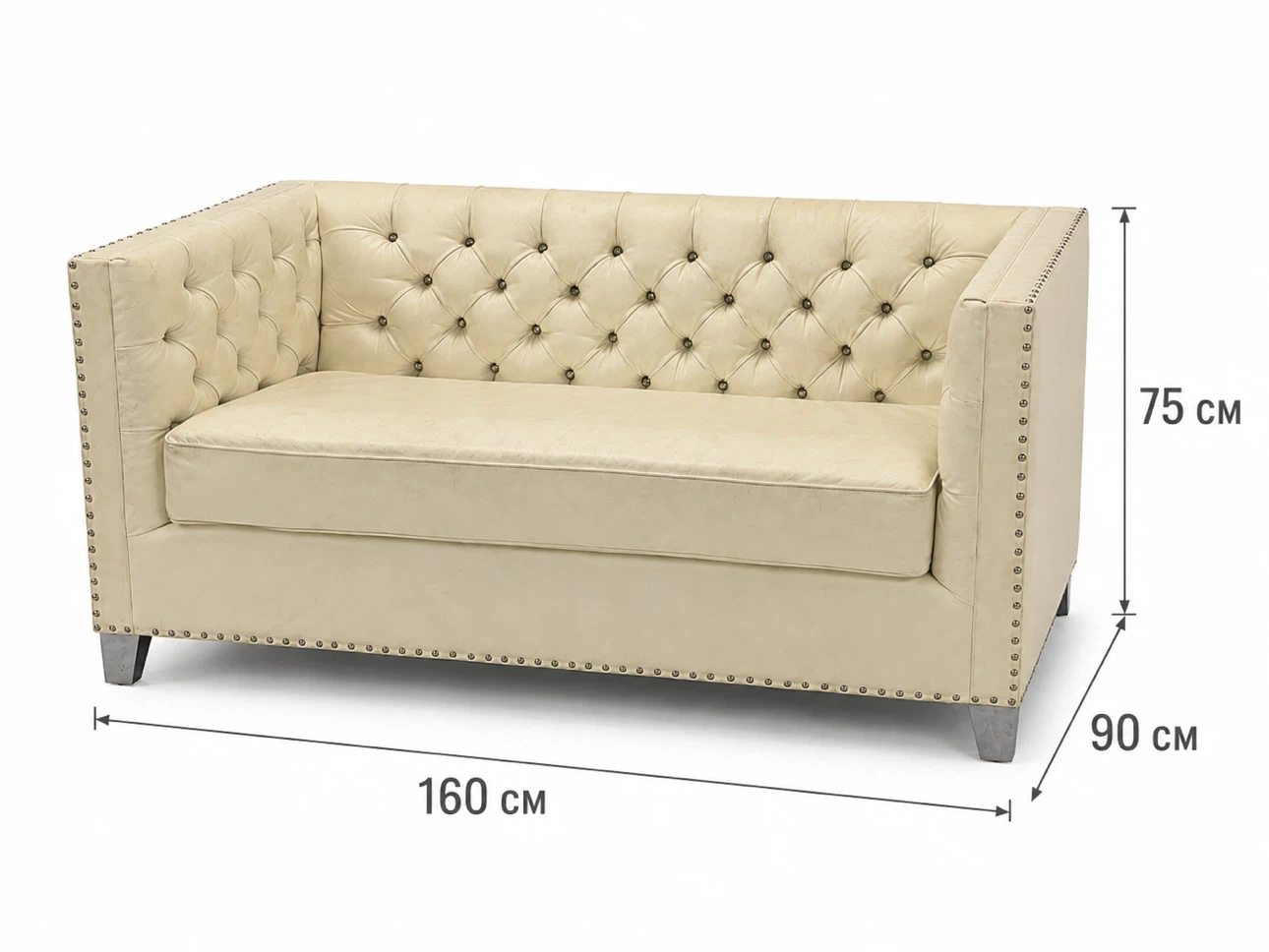 Elegant Cream Tufted Loveseat - photo 4