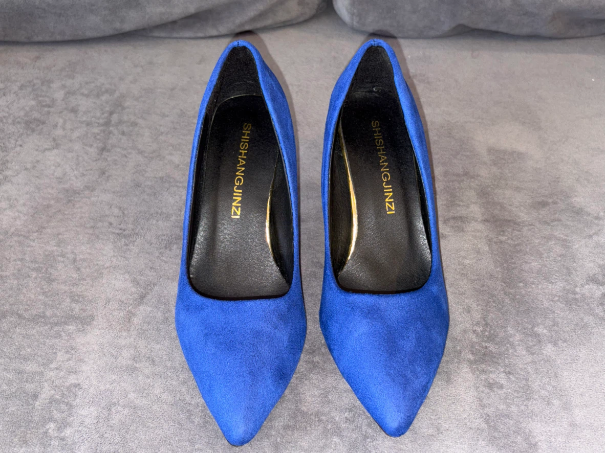 SHISHANGJINZI Blue Suede Heels - photo 3