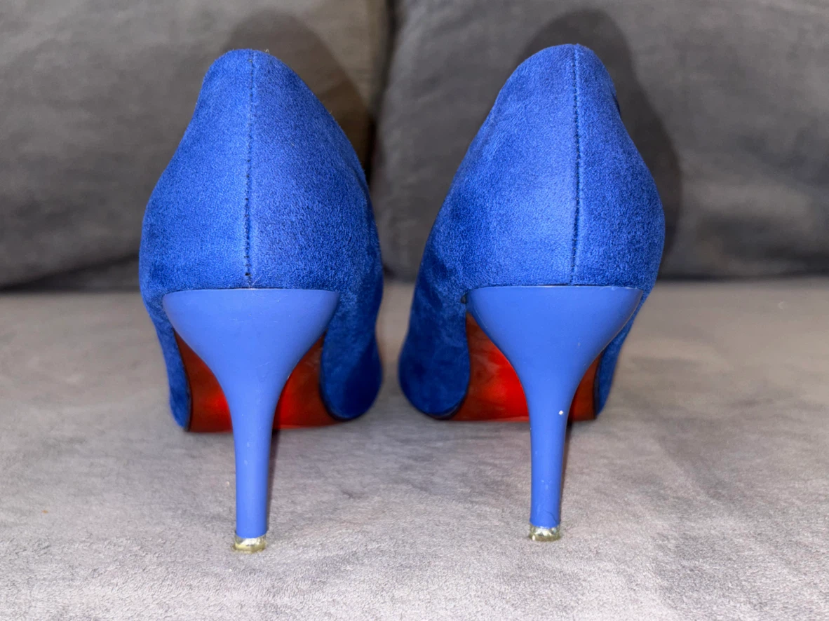 SHISHANGJINZI Blue Suede Heels - photo 5