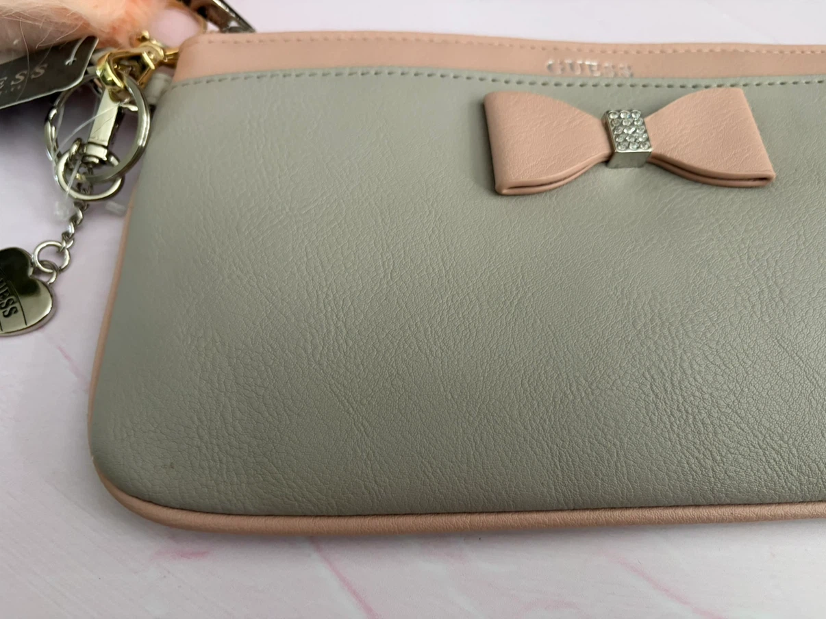 New Guess Crystal Bow Pink and Gray Wristlet Wallet - photo 2