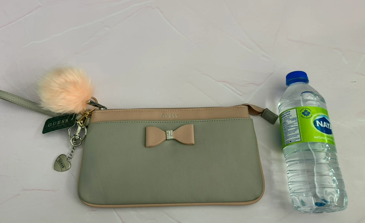 New Guess Crystal Bow Pink and Gray Wristlet Wallet - photo 3