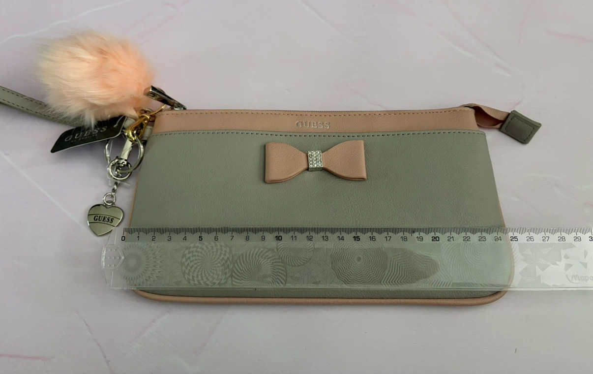New Guess Crystal Bow Pink and Gray Wristlet Wallet - photo 4