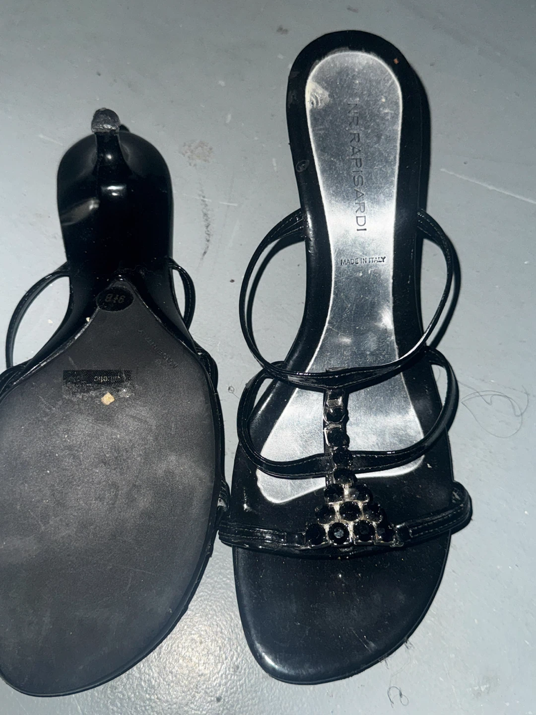 Black Embellished Strappy Heels by Trussardi - photo 2