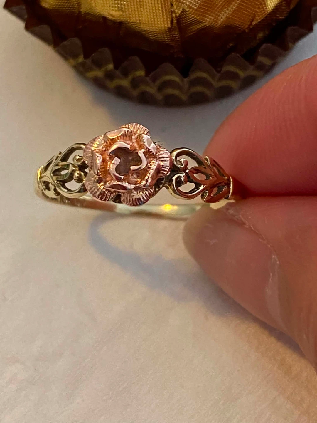 -RARE- Vintage Two-tone 10k Solid Gold Filigree/flower - photo 3