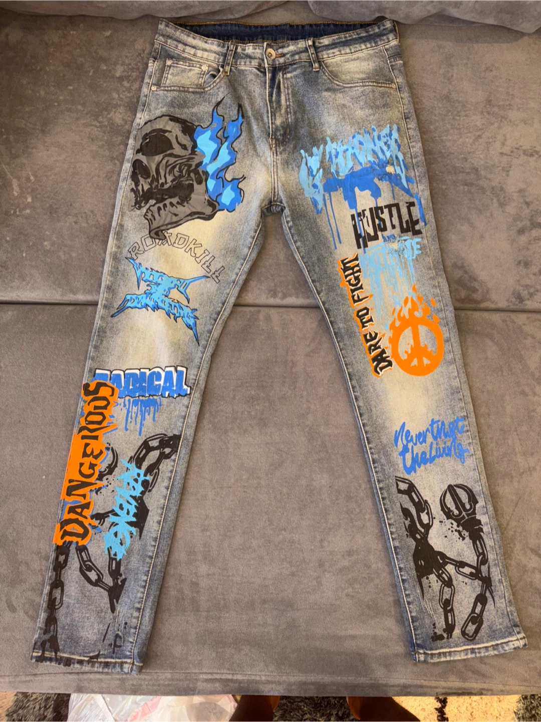 Men's Graphic Jeans Size 34