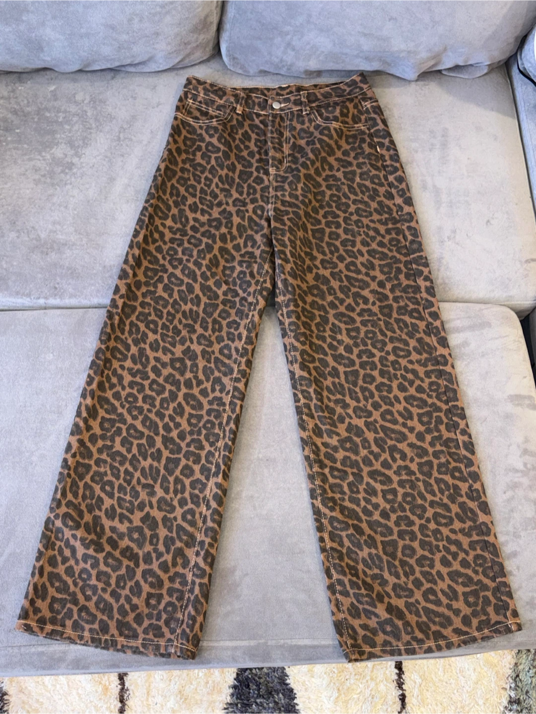 Dazy Leopard Print Wide Leg Pants Size L