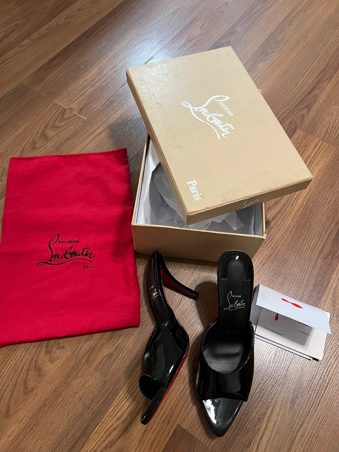 New Christian Louboutin Patent Leather Mules