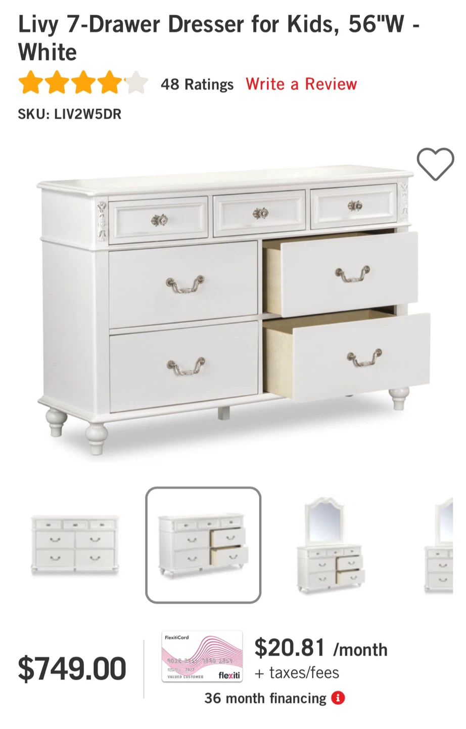 Dresser white with mirror solid wood - photo 4