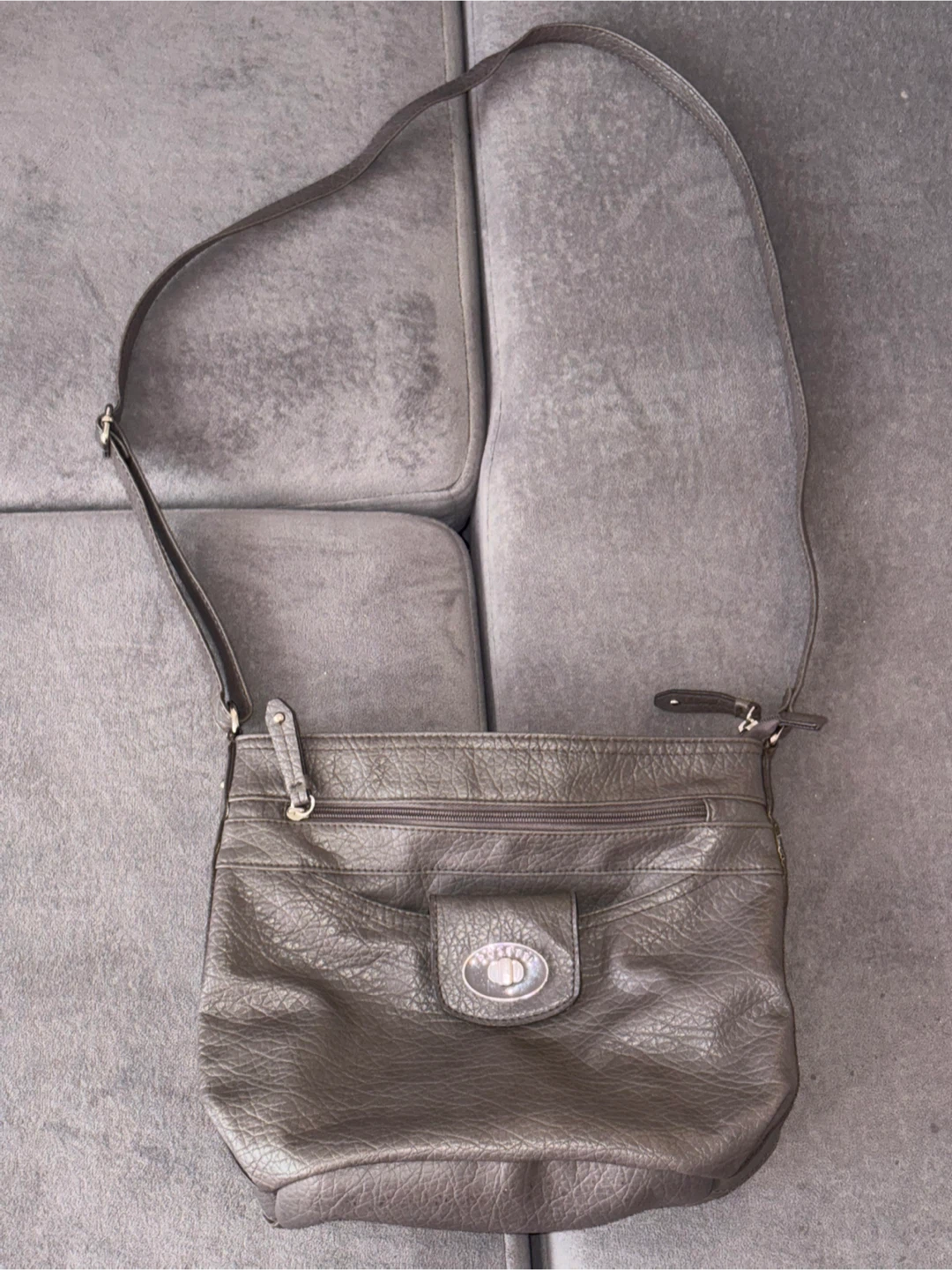 Brown Faux Leather Crossbody Bag