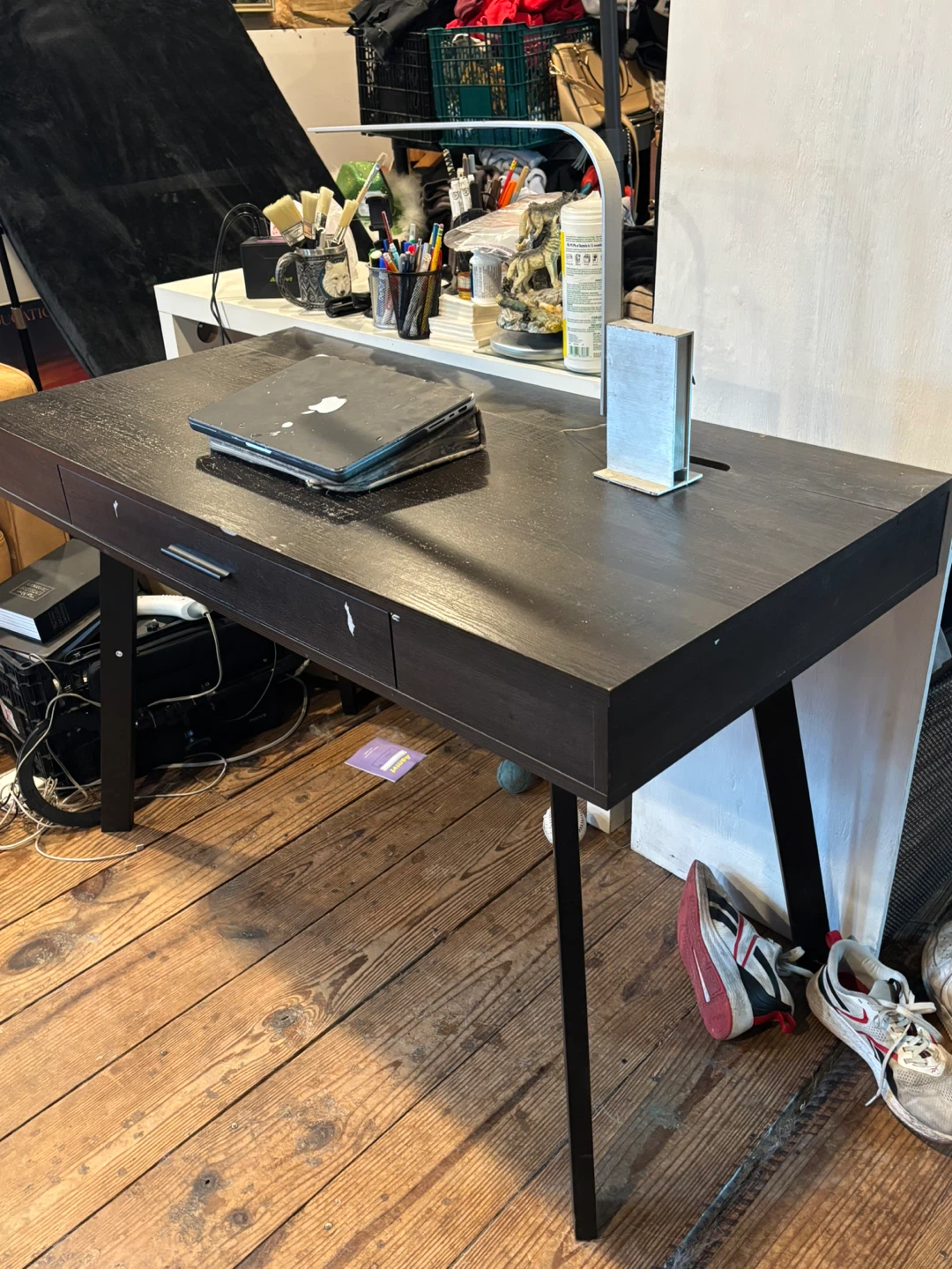 Dark Wood Desk with Drawers