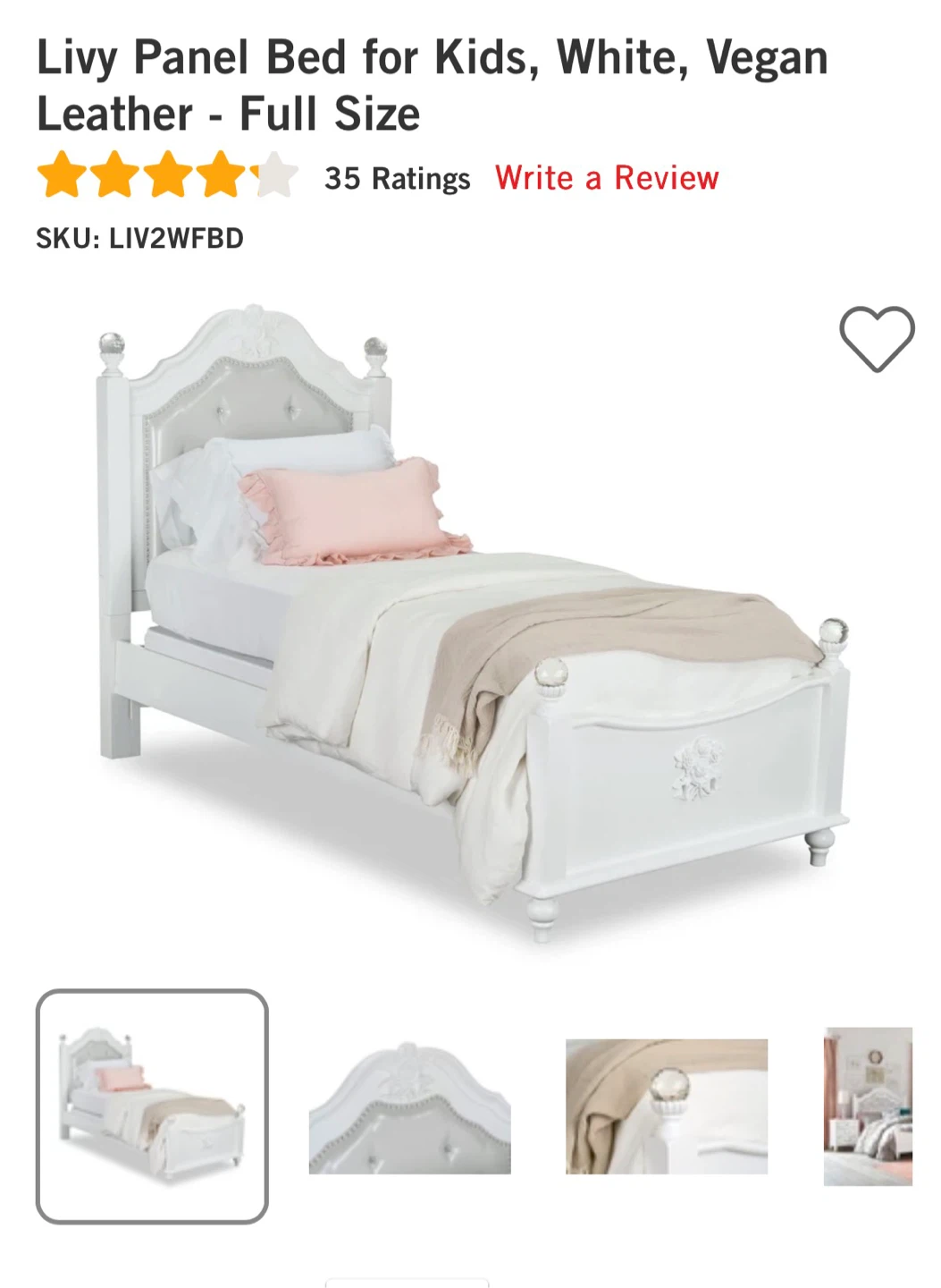 Full Size Bed (Only) - White -Solid Wood - photo 3