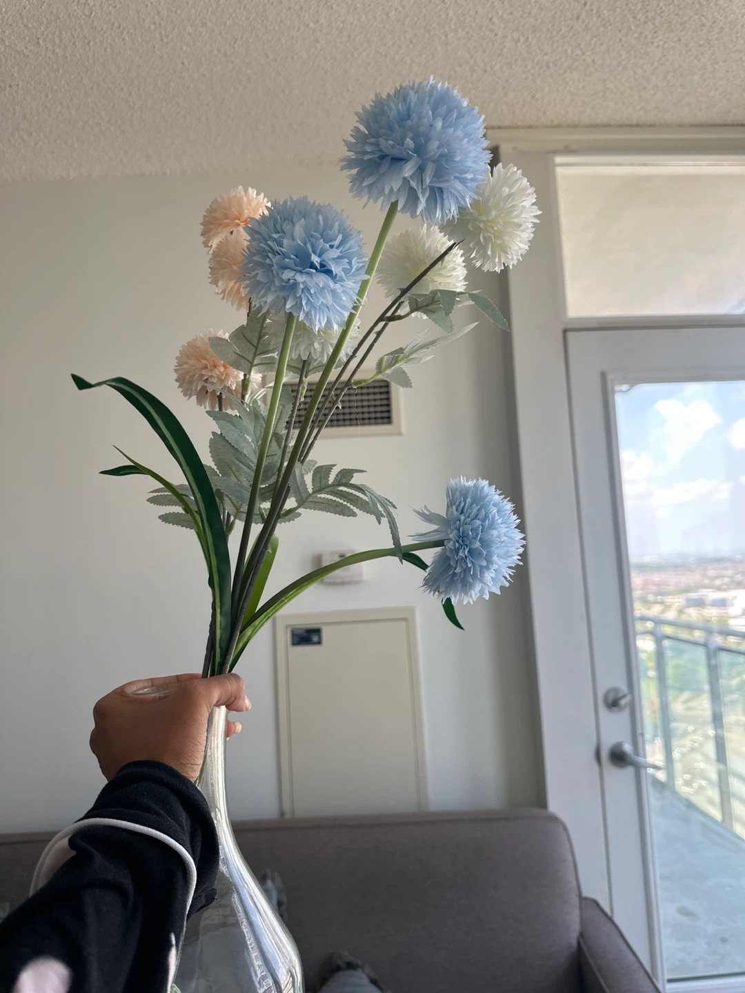 Artificial Flower Stems with glass vase