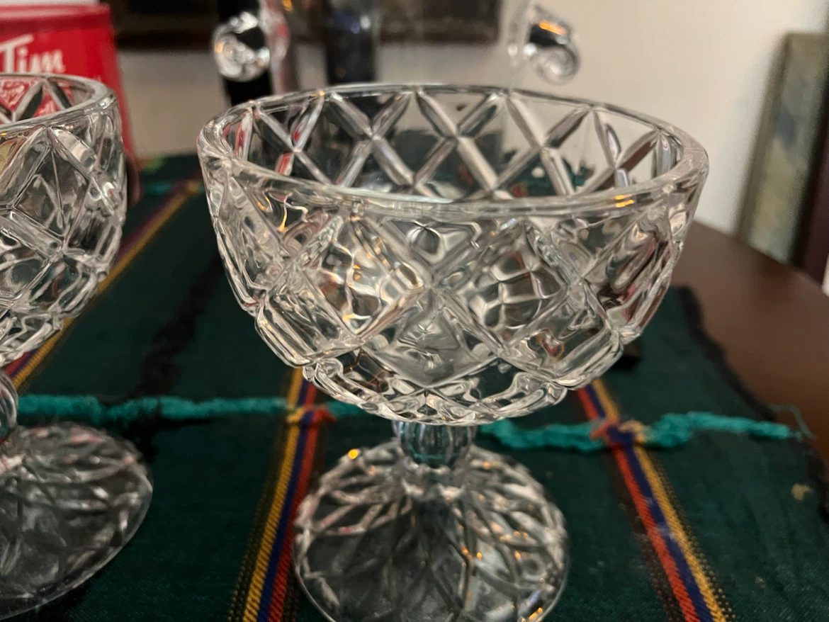 Set of 2 Crystal Footed Dessert Bowls