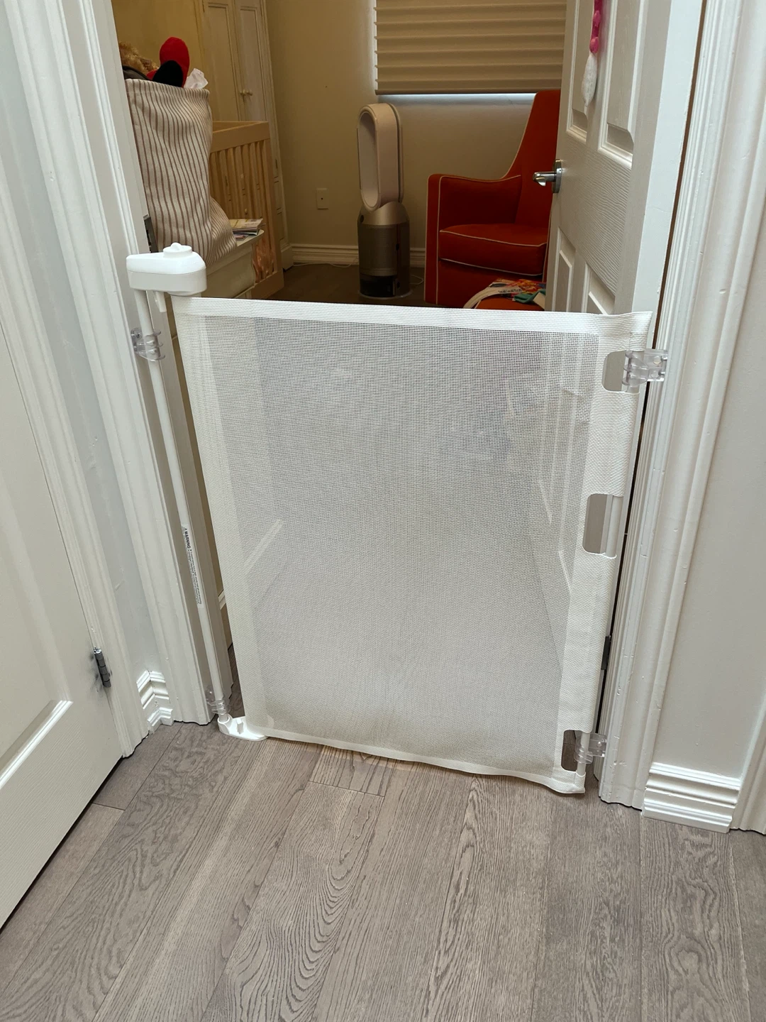 Retractable Angle Mount White Mesh Safety Gate