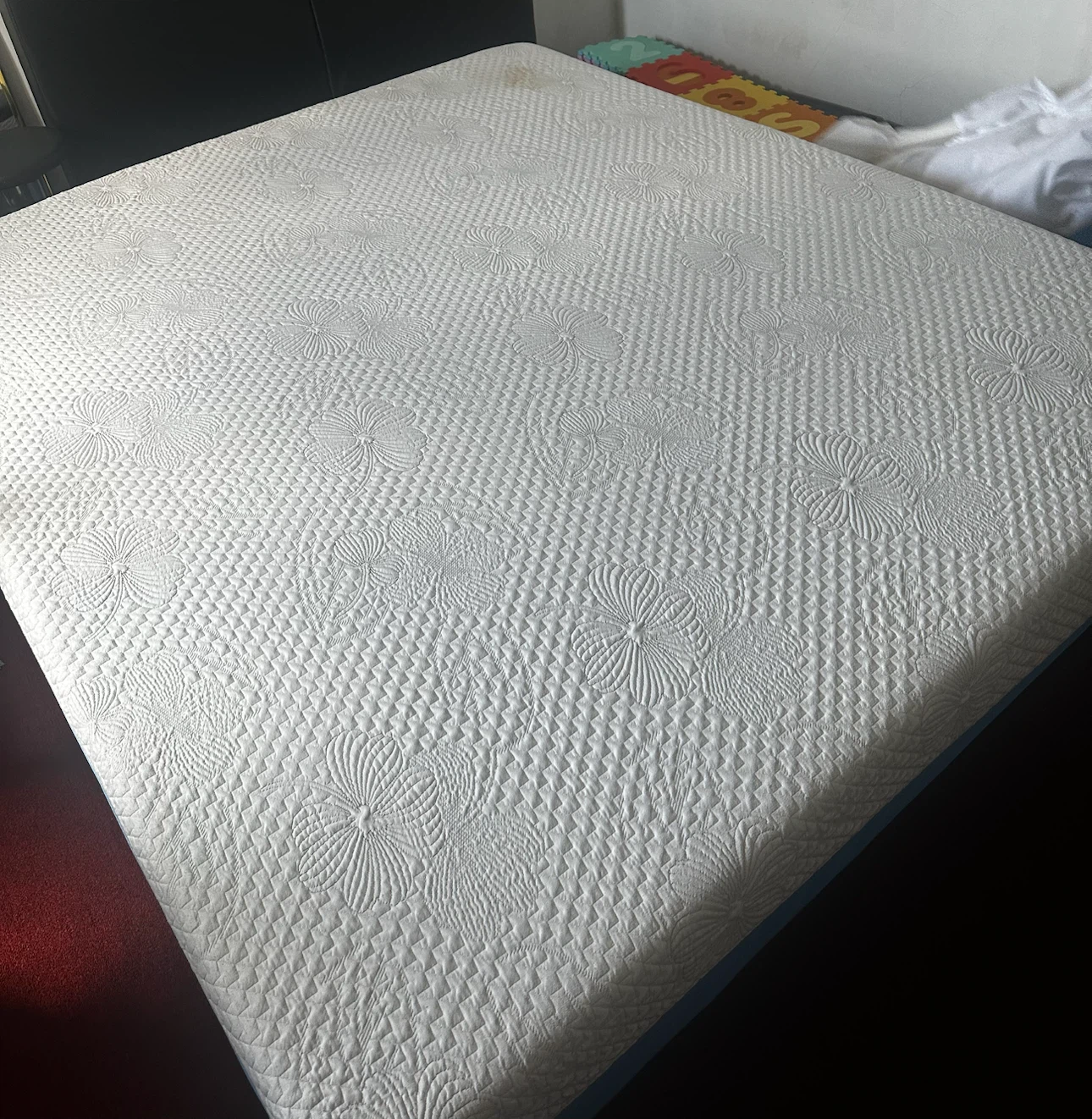 White cal king Size Mattress plus metal frame