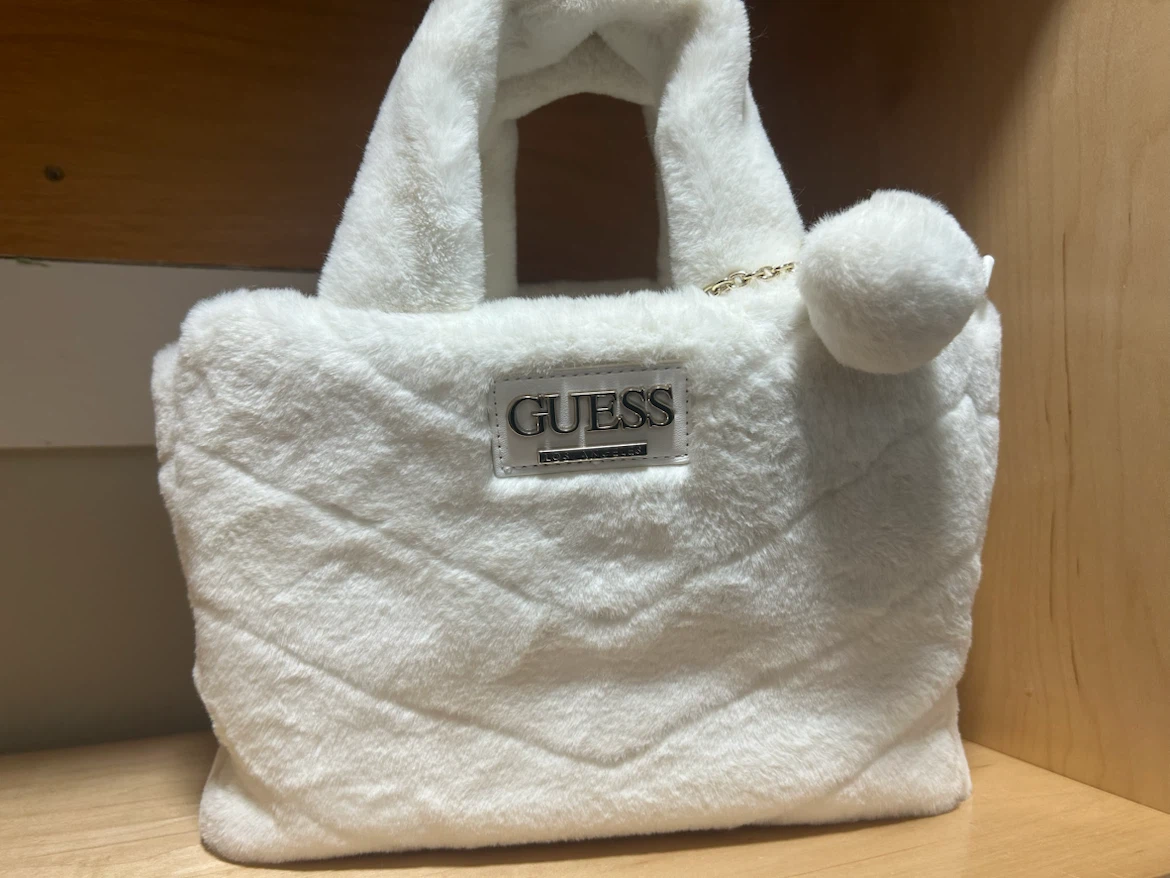 White Faux Fur Guess Handbag