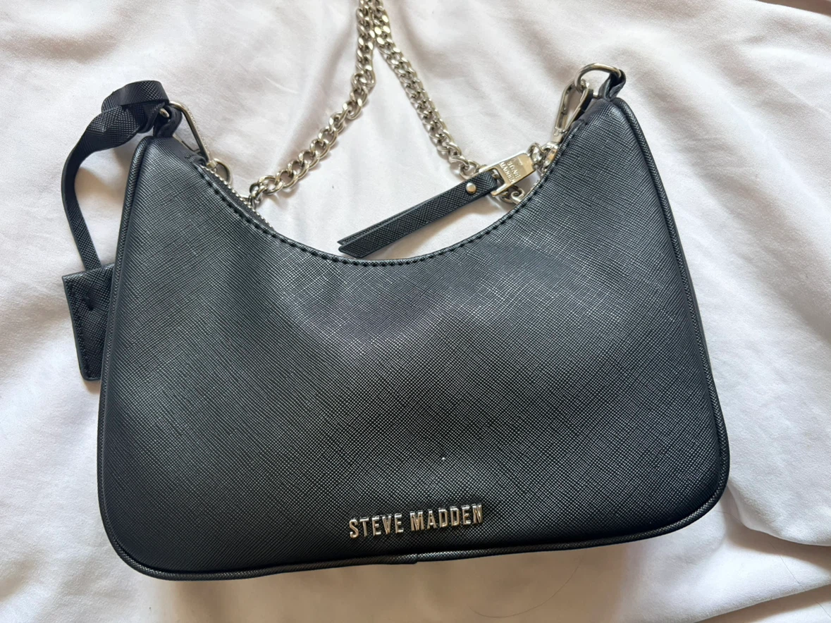 Steve Madden Black Handbag with Chain Strap and Coin Pouch