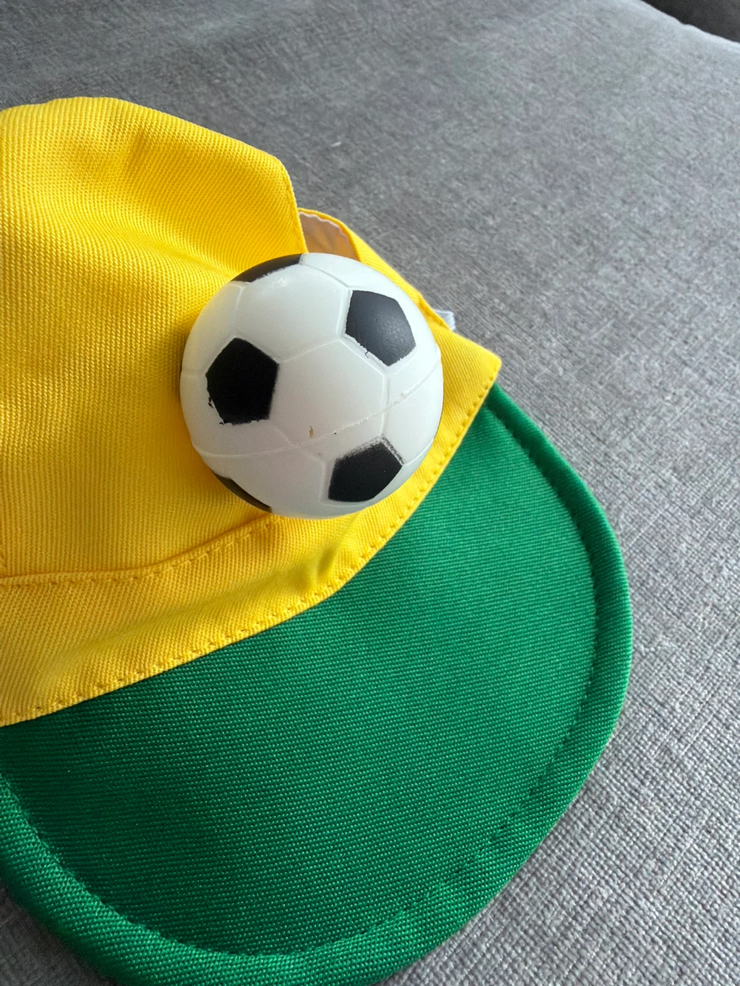 Cute Yellow and Green Pet Cap with Soccer Ball Detail