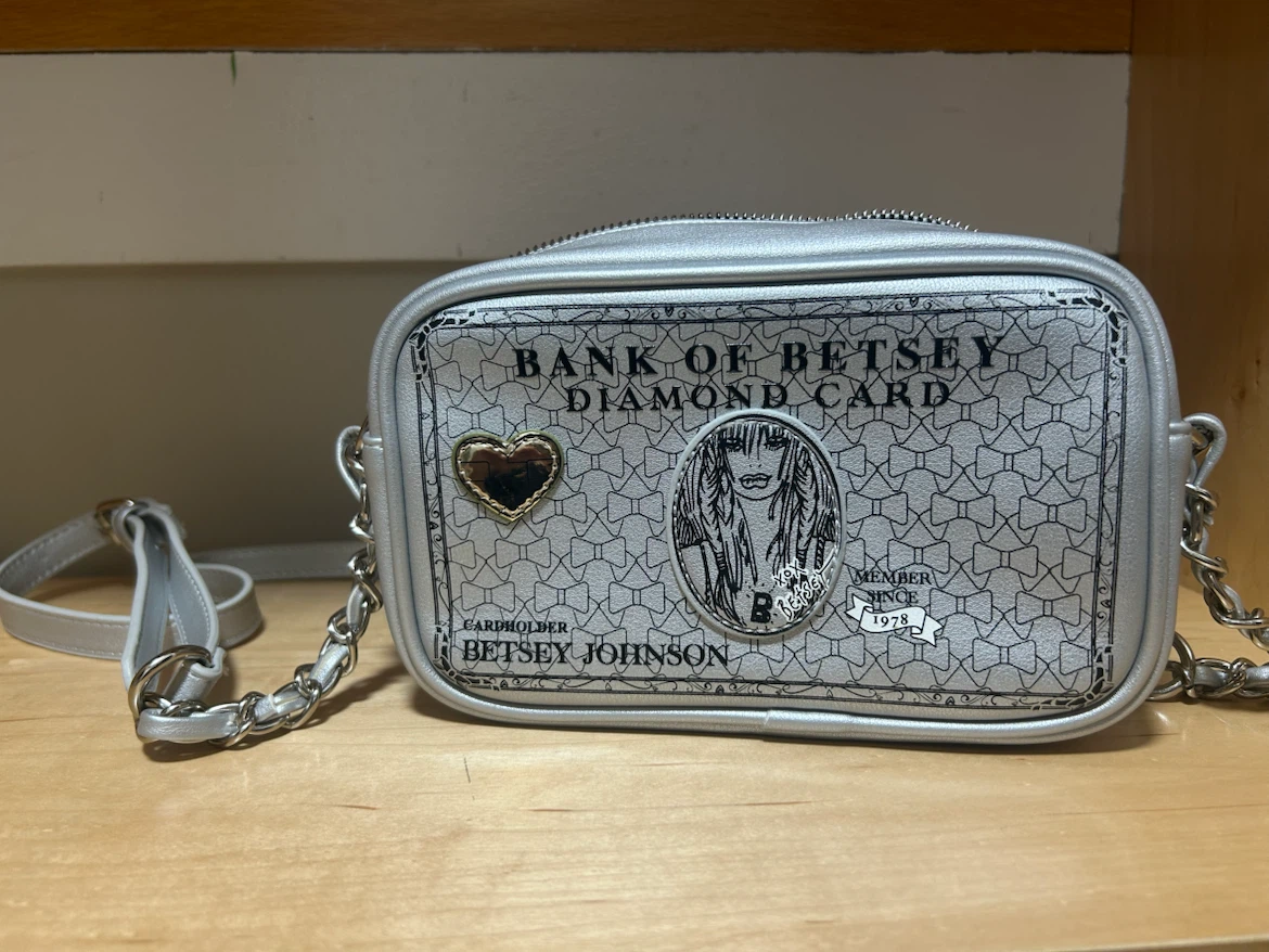 Betsey Johnson Silver Diamond Card Crossbody Bag