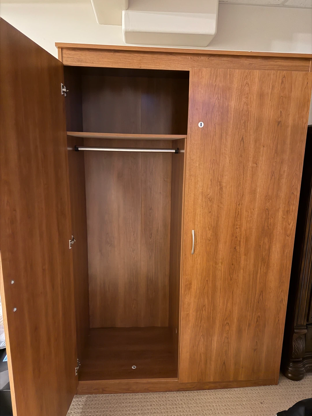 Wooden Wardrobe with Hanging Rod and Shelves - photo 2