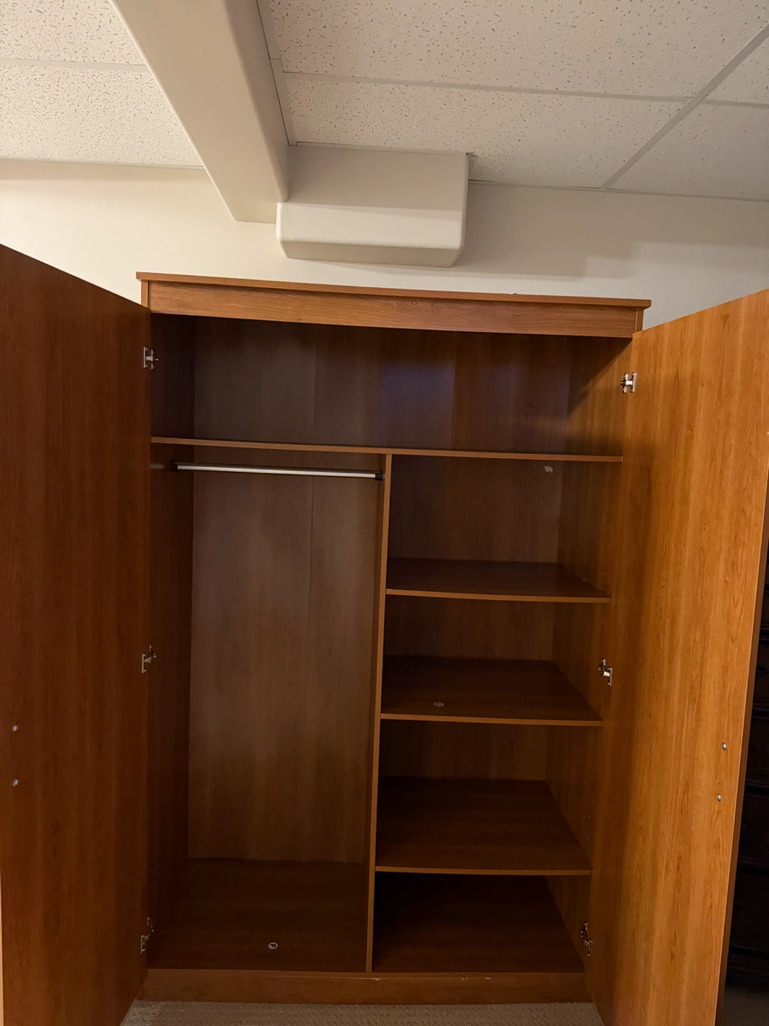 Wooden Wardrobe with Hanging Rod and Shelves - photo 3