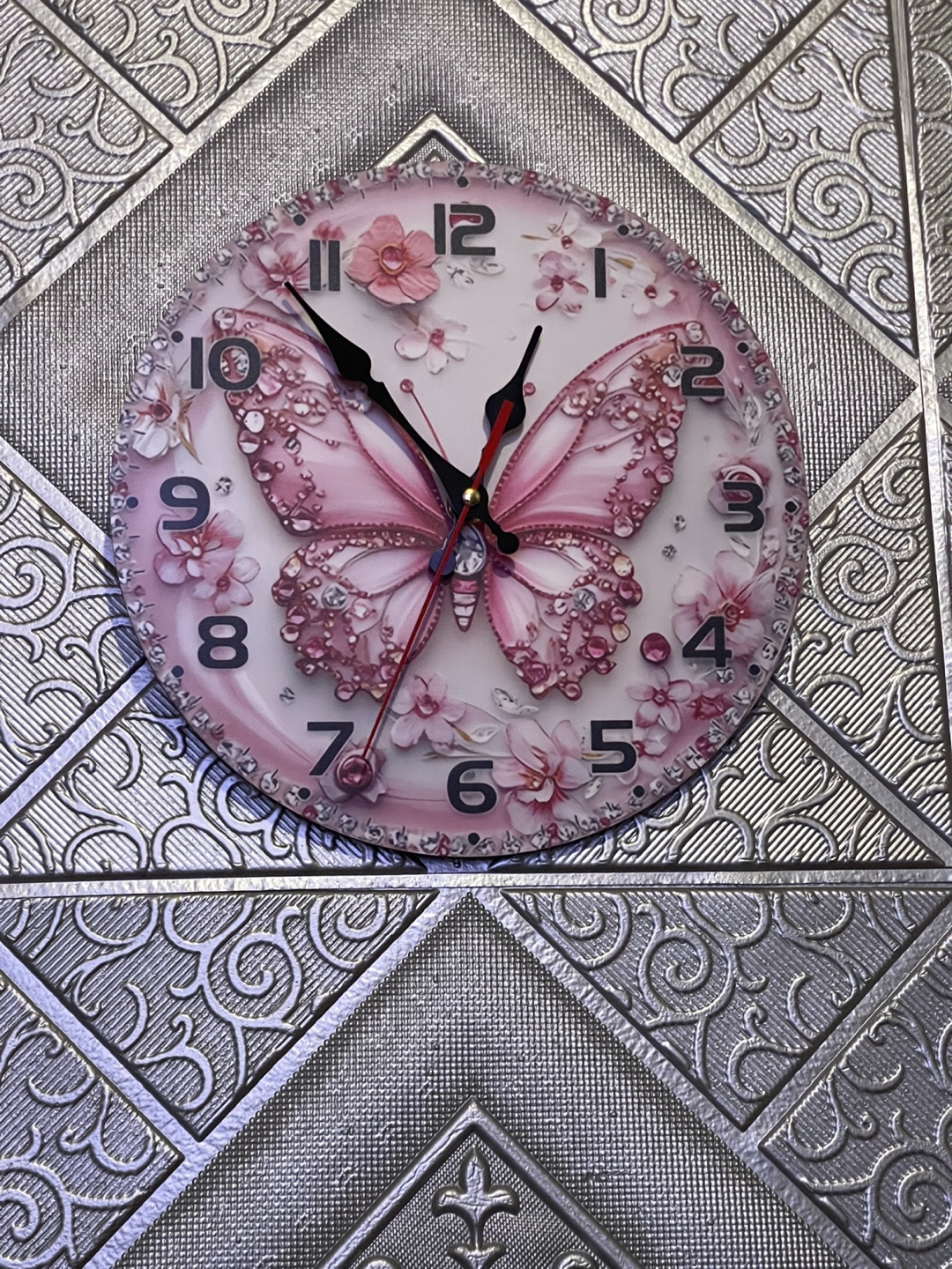 Pink Butterfly Wall Clock - photo 2